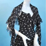vintage chanel polka dot ruffle dress and shawl