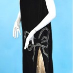 vintage 1920s velvet flapper dress with rhinestone bow