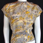 vintage 1940s silk kentucky derby print blouse