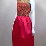 vintage 1950s satin and lace cocktail dress