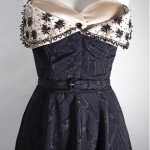 vintage 1950s shelf bust dress with shawl