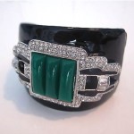 vintage kenneth jay lane enamel and faux jade art deco cuff bracelet