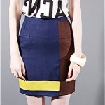 vintage lanvin color block mini skirt