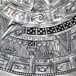 vintage mexican astrology print circle skirt