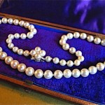 vintage pearl necklace with diamond clasp