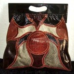 vintage trotting patchwork snakeskin and bakelite handbag