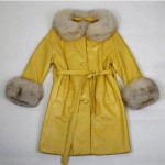 vintage yellow leather and silver fox coat