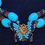 vintage miriam haskell glass beaded butterfly necklace