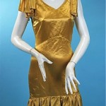 vintage 1950s silk satin ruffled cocktail dress