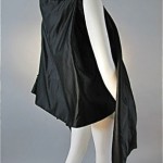 vintage 1960s couture black silk satin evening shawl