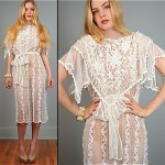 vintage 1970s crochet sheer dress