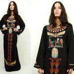 vintage 1970s egyptian embroidered caftan maxi dress