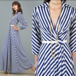 vintage 1970s estevez chevron stripe maxi dress