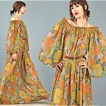vintage 1970s sheer gauze hippie maxi dress