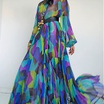 vintage 1970s sheer pleated maxi gown