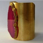 vintage brass agate cuff bracelet