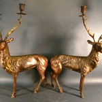 vintage bronze stag candle holders