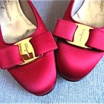 vintage ferragamo satin bow-toe shoes
