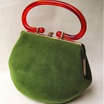 vintage fur felt lucite handle 1950s handbag
