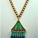 vintage hattie carnegie egyptian enamel necklace