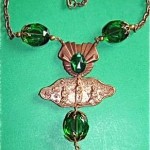 vintage hobe art deco repousse crystal necklace