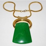 vintage lanvin green lucite pendant necklace