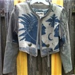 vintage suede fringe aztec jacket