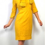 vintage wool dress with scarf