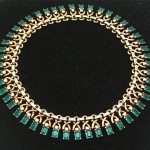 vintage 1940s trifari emerald and rhinestone collar necklace