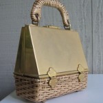 vintage 1950s metal and wicker purse