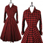 vintage 1950s tartan plaid coat dress