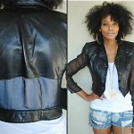vintage 1980s leather and mesh cropped jacket