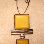 vintage sterling and amber modernist necklace