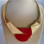 vintage trifari art deco enamel necklace