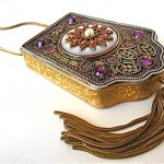 antique victorian jeweled purse compact