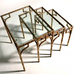 vintage 1950s gilt metal bamboo nesting tables
