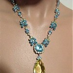 vintage 1969 christian dior citrine and aquamarine necklace