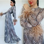 vintage 1970s peacock feather maxi dress