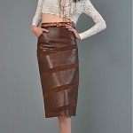 vintage 1980s suede and leather midi skirt