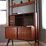 vintage danish modern teak wall desk unit