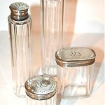 vintage tiffany sterling silver crystal dresser jars set