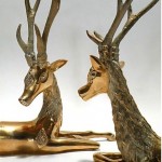 vintage 1960s brass deer sculptures
