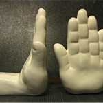 vintage 1960s ceramic hands bookends