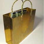 vintage 1970s italian brass shopping bag magazine rack