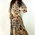 vintage 1970s peacock feather print maxi dress