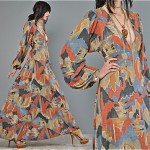 vintage 1970s southwestern print maxi dress