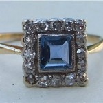 vintage art deco 18k sapphire and diamond ring