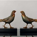 vintage art deco french pheasant bookends