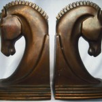 vintage copper horse head bookends