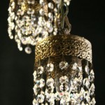 vintage hollywood regency tiered hanging crystal ceiling light